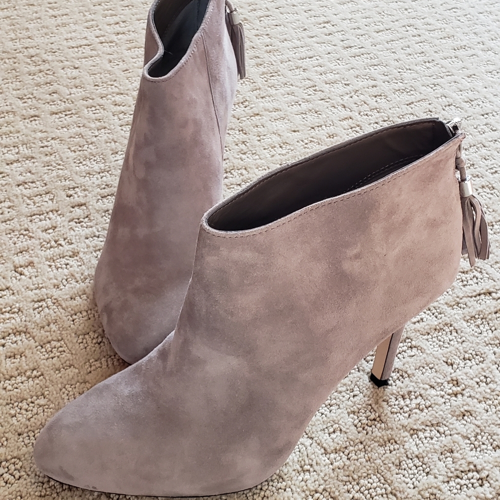 Lord and Taylor grey suede booties